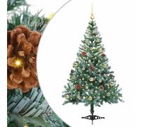vidaXL Artificial Christmas Tree with Stand Green 150 cm PVC and Steel, Cone-Shaped Christmas Decoration, Durable PVC Decor, Warm White Lights, Modern Indoor Ornament, Festive Living Room Adornment