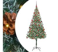 vidaXL Artificial Christmas Tree with Stand Green 180 cm PVC and Steel, Cone-Shaped Christmas Decoration, Durable PVC Decor, Warm White Lights, Modern Indoor Ornament, Festive Living Room Adornment