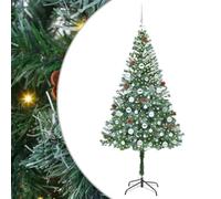 vidaXL Artificial Christmas Tree with Stand Green 180 cm PVC and Steel, Cone-Shaped Christmas Decoration, Durable PVC Decor, Warm White Lights, Modern Indoor Ornament, Festive Living Room Adornment