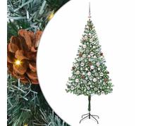 vidaXL Artificial Christmas Tree with Stand Green 180 cm PVC and Steel, Cone-Shaped Christmas Decoration, Durable PVC Decor, Warm White Lights, Modern Indoor Ornament, Festive Living Room Adornment