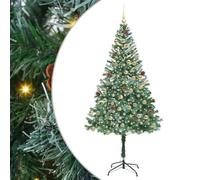 vidaXL Artificial Christmas Tree with Stand Green 180 cm PVC and Steel, Cone-Shaped Christmas Decoration, Durable PVC Decor, Warm White Lights, Modern Indoor Ornament, Festive Living Room Adornment