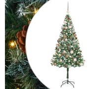 vidaXL Artificial Christmas Tree with Stand Green 180 cm PVC and Steel, Cone-Shaped Christmas Decoration, Durable PVC Decor, Warm White Lights, Modern Indoor Ornament, Festive Living Room Adornment