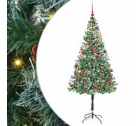 vidaXL Artificial Christmas Tree with Stand Green 180 cm PVC and Steel, Cone-Shaped Christmas Decoration, Durable PVC Decor, Warm White Lights, Modern Indoor Ornament, Festive Living Room Adornment