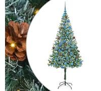 vidaXL Artificial Christmas Tree with Stand Green 180 cm PVC and Steel, Cone-Shaped Christmas Decoration, Durable PVC Decor, Warm White Lights, Modern Indoor Ornament, Festive Living Room Adornment