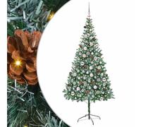 vidaXL Artificial Christmas Tree with Stand Green 210 cm PVC and Steel, Cone-Shaped Christmas Decoration, Durable PVC Decor, Warm White Lights, Modern Indoor Ornament, Festive Living Room Adornment