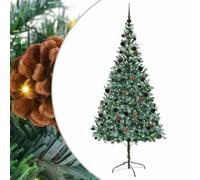 vidaXL Artificial Christmas Tree with Stand Green 210 cm PVC and Steel, Cone-Shaped Christmas Decoration, Durable PVC Decor, Warm White Lights, Modern Indoor Ornament, Festive Living Room Adornment