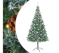 vidaXL Artificial Christmas Tree with Stand Green 210 cm PVC and Steel, Cone-Shaped Christmas Decoration, Durable PVC Decor, Warm White Lights, Modern Indoor Ornament, Festive Living Room Adornment