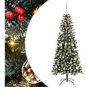 vidaXL Artificial Christmas Tree with Stand Green 66 x 66 x 150 cm PVC, Living Room, Modern Cone-Shaped Tree, LED Lighting, Artificial Evergreen, Seasonal Decor, Holiday Christmas Decoration