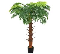 vidaXL 160 cm Artificial Cycas Palm Tree with Pot - Lifelike Faux Palm Plant for Indoor Decoration - Low Maintenance Green Houseplant Substitute
