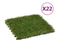 vidaXL 22x Artificial Grass Tiles Green Fake Lawn Synthetic Turf Ground Garden