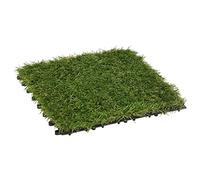 vidaXL Artificial Grass Tiles 22 pcs Green - Polyethylene Material, DIY Simple Assembly, Maintenance-Free, Sturdy and Durable, Designed for both Indoor and Outdoor Use