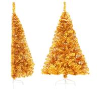 vidaXL Artificial Half Christmas Tree with Stand Gold 120 cm PET Xmas Tree