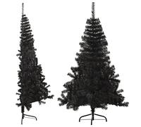 vidaXL Artificial Half Christmas Tree with Stand Holiday Ornament Xmas Decoration Artificial Christmas Tree Holiday Decoration Black 150 cm PVC
