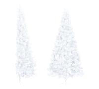 vidaXL Artificial Half Christmas Tree with Stand Outdoor Indoor Seasonal Holiday Decoration Ornament Artificial Xmas Tree 240 cm PVC White