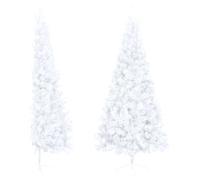 vidaXL Artificial Half Christmas Tree with Stand Outdoor Indoor Seasonal Holiday Decoration Ornament Artificial Xmas Tree 180 cm PVC White