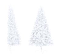 vidaXL Artificial Half Christmas Tree with Stand Outdoor Indoor Seasonal Holiday Decoration Ornament Artificial Xmas Tree 150 cm PVC White