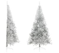 vidaXL Artificial Half Christmas Tree with Stand Silver 240 cm PET