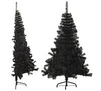 vidaXL Artificial Half Christmas Tree with Stand Xmas Decoration Artificial Christmas Tree Outdoor Holiday Ornament Black 120 cm PVC