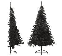 vidaXL Artificial Half Christmas Tree with Stand Xmas Decoration Artificial Christmas Tree Outdoor Holiday Ornament Black 210 cm PVC
