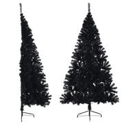 vidaXL Artificial Half Christmas Tree with Stand Black 240 cm PVC Xmas Tree