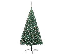 vidaXL Artificial Half Pre-lit Christmas Tree with Ball Set Green 210 cm