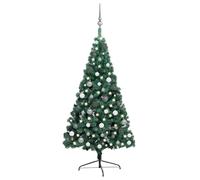 vidaXL Artificial Half Pre-lit Christmas Tree with Ball Set Xmas Tree Green