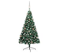 vidaXL Artificial Half Pre-lit Christmas Tree with Ball Set Xmas Tree Green