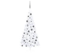 vidaXL Artificial Half Pre-lit Christmas Tree with Ball Set Xmas Tree White