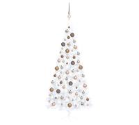 vidaXL Artificial Half Pre-lit Christmas Tree with Ball Set Xmas Tree White