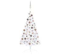 vidaXL Artificial Half Pre-lit Christmas Tree with Ball Set Xmas Tree White