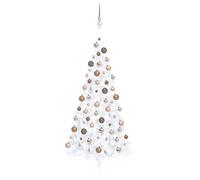 vidaXL Artificial Half Pre-lit Christmas Tree with Ball Set Xmas Tree White