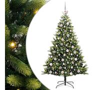 vidaXL Artificial Hinged Christmas Tree 300 LEDs Green 180 cm, Living Room, Modern LED Christmas Tree, Holiday Decor, Festive Indoor Seasonal, Artificial Trees for Winter