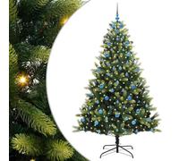 vidaXL Artificial Hinged Christmas Tree 300 LEDs Green 210 cm, Living Room, Modern LED Christmas Tree, Holiday Decor, Festive Indoor Seasonal, Artificial Trees for Winter