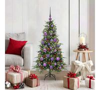 vidaXL Artificial Hinged Christmas Tree with Lilac Balls Green 120 cm PE and PVC, Green