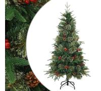 vidaXL Artificial Hinged Christmas Tree Green 150 cm PVC, PE and Steel, Artificial Christmas Tree, Modern Design, Festive Decoration, Indoor Decor, Holiday Accents, Easy Assembly, Compact Storage