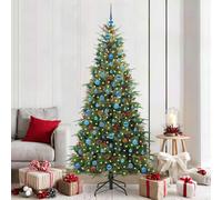 vidaXL Artificial Hinged Christmas Tree Green 210 cm PE and PVC