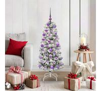 vidaXL Artificial Hinged Christmas Tree Green and White 120 cm