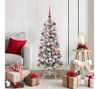 vidaXL Artificial Hinged Christmas Tree Green and White 120 cm