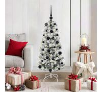 vidaXL Artificial Hinged Christmas Tree Green and White 120 cm