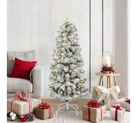 Vidaxl Artificial Hinged Christmas Tree Green And White 150 Cm