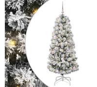 Vidaxl Artificial Hinged Christmas Tree Green And White 150 Cm