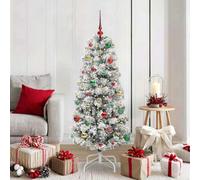 Vidaxl Artificial Hinged Christmas Tree Green And White 150 Cm