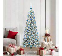 Vidaxl Artificial Hinged Christmas Tree Green And White 180 Cm
