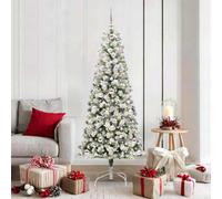 Vidaxl Artificial Hinged Christmas Tree Green And White 180 Cm
