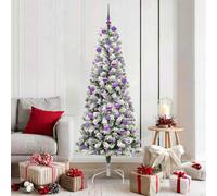 Vidaxl Artificial Hinged Christmas Tree Green And White 180 Cm