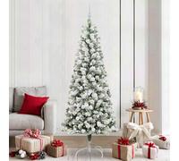 Vidaxl Artificial Hinged Christmas Tree Green And White 210 Cm