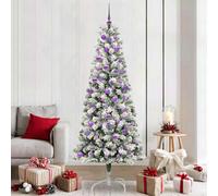 Vidaxl Artificial Hinged Christmas Tree Green And White 210 Cm