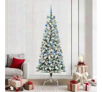 Vidaxl Artificial Hinged Christmas Tree Green And White 210 Cm