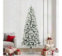 Vidaxl Artificial Hinged Christmas Tree Green And White 240 Cm
