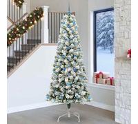 Vidaxl Artificial Hinged Christmas Tree Green And White 240 Cm